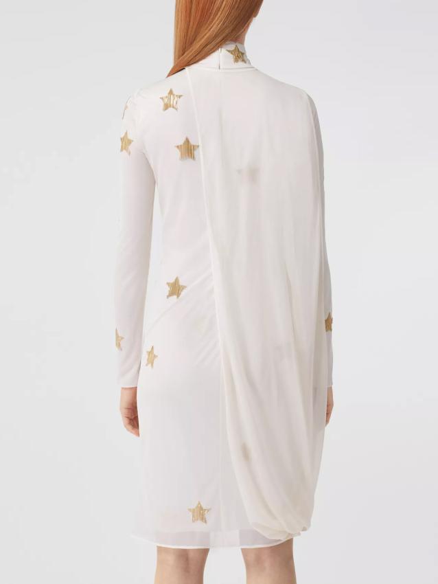 BURBERRY - Silk viscose dress with gold stars