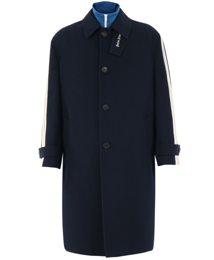 PALM ANGELS - Blue wool coat