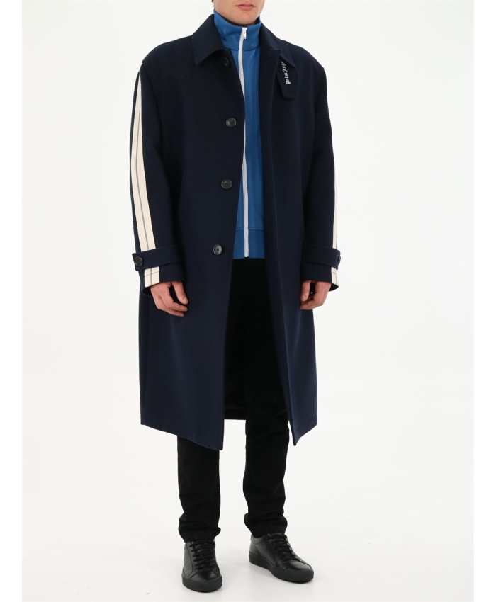 PALM ANGELS - Blue wool coat