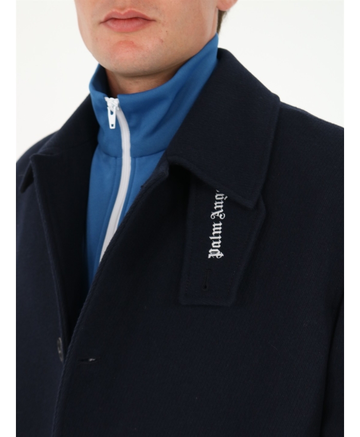 PALM ANGELS - Blue wool coat