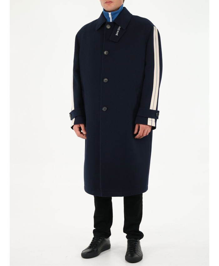 PALM ANGELS - Blue wool coat