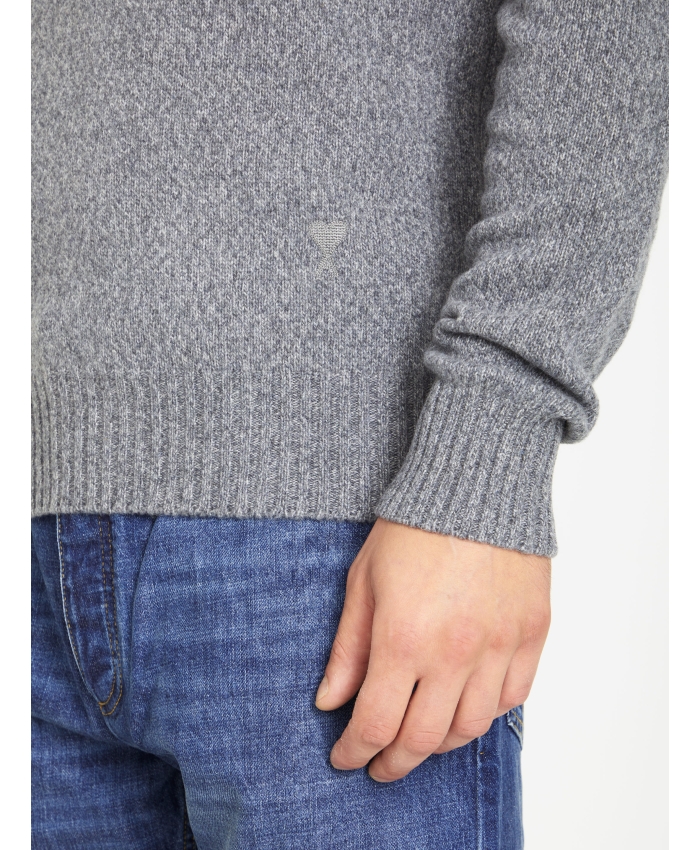 AMI PARIS - Grey cashmere turtleneck