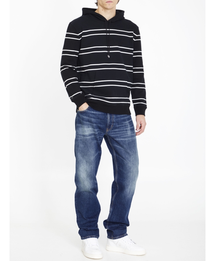 SAINT LAURENT - Striped cotton hoodie