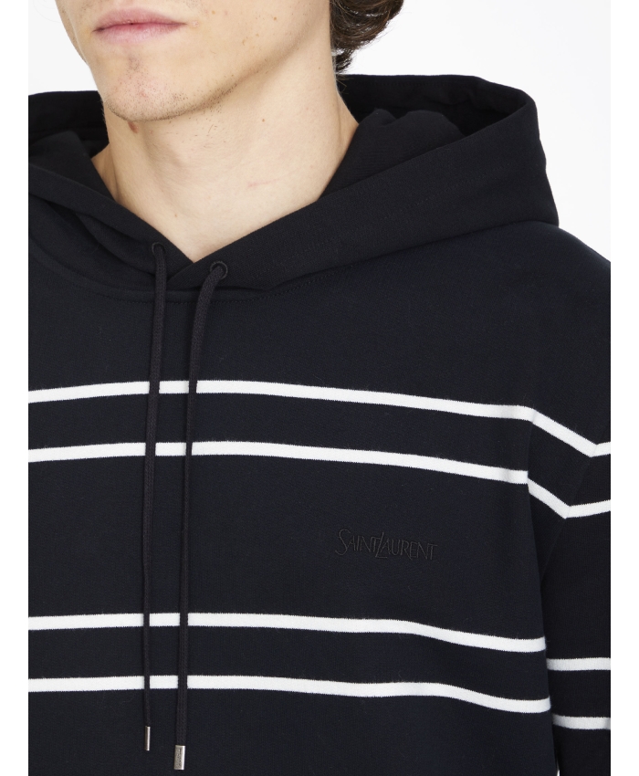 SAINT LAURENT - Striped cotton hoodie