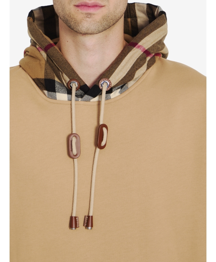 BURBERRY - Check cotton blend hoodie