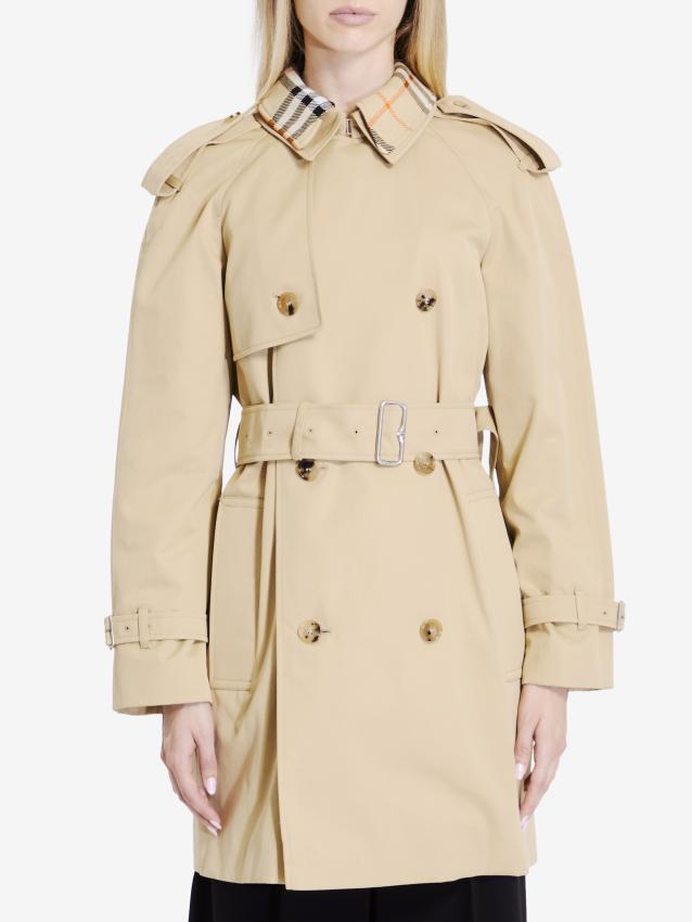 BURBERRY - Raincoat with Check collar
