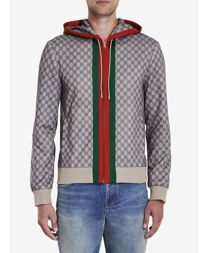 GUCCI Zip up hoodie with GG print Leam Roma Luxury Shopping Online