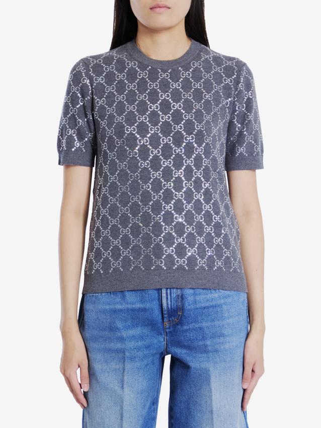 GUCCI - Maglia con strass GG