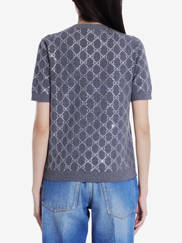 GUCCI - Maglia con strass GG