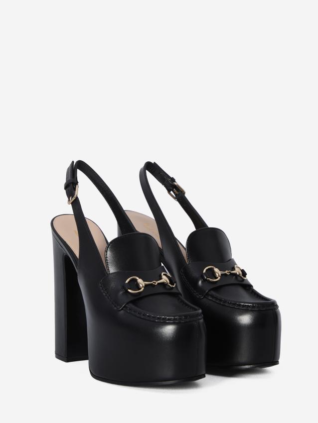 GUCCI - Horsebit platform slingback loafers