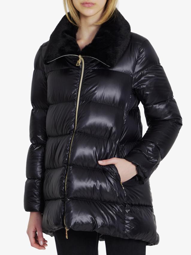 HERNO - Down jacket in nylon and eco-fur