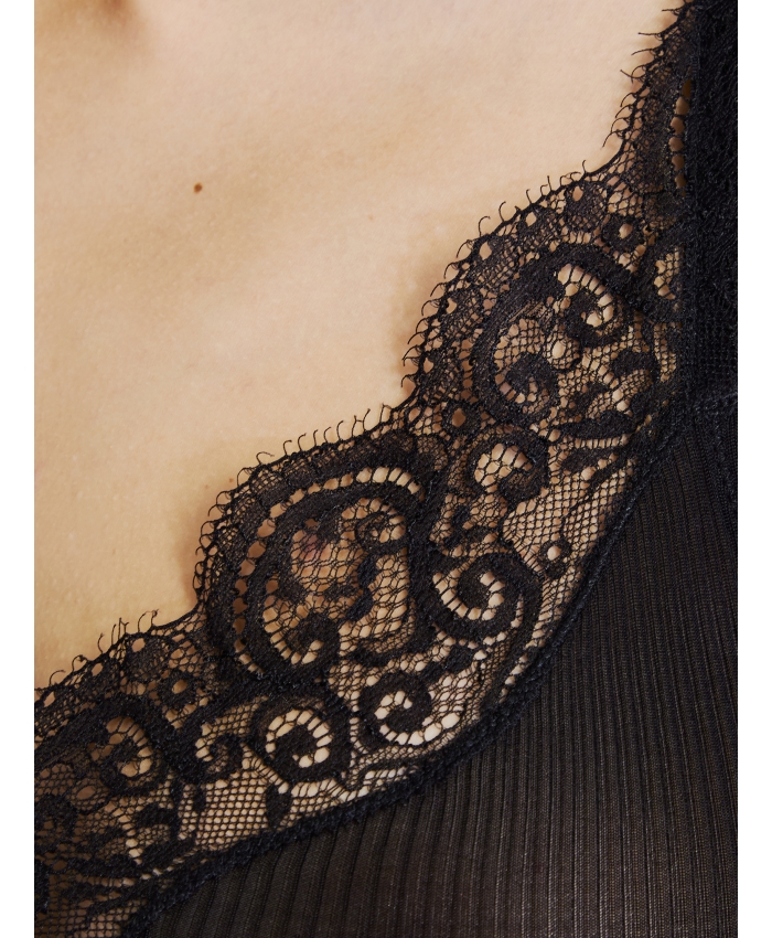 SAINT LAURENT - Silk and lace top