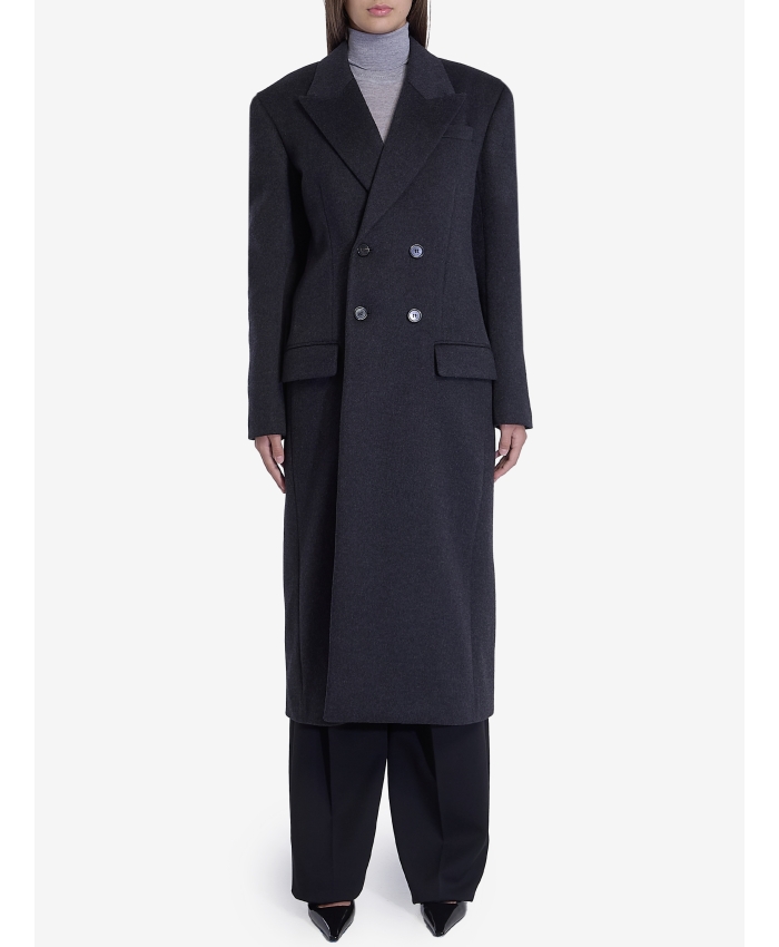 SAINT LAURENT - Long coat in cashmere and wool