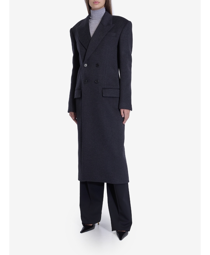 SAINT LAURENT - Long coat in cashmere and wool