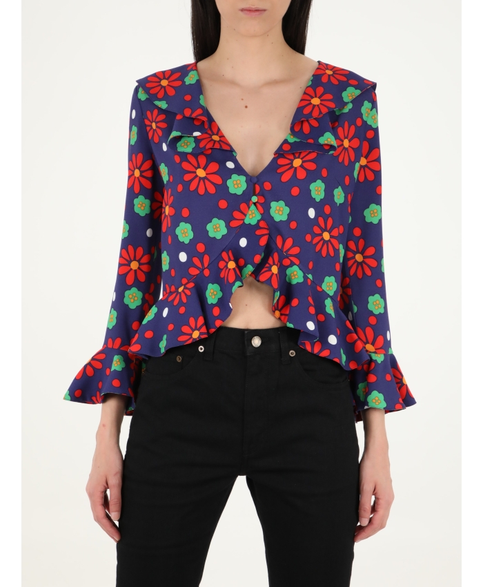 SAINT LAURENT - Ruffled multicolor blouse