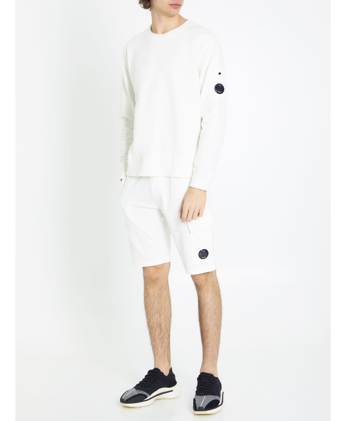 CP COMPANY - White cotton fleece sweatshirt