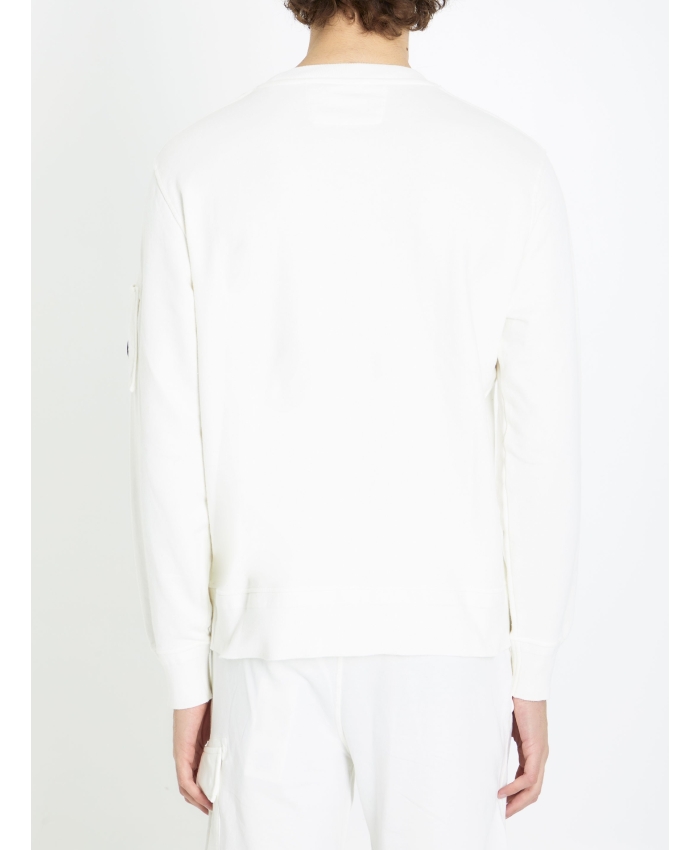 CP COMPANY - White cotton fleece sweatshirt