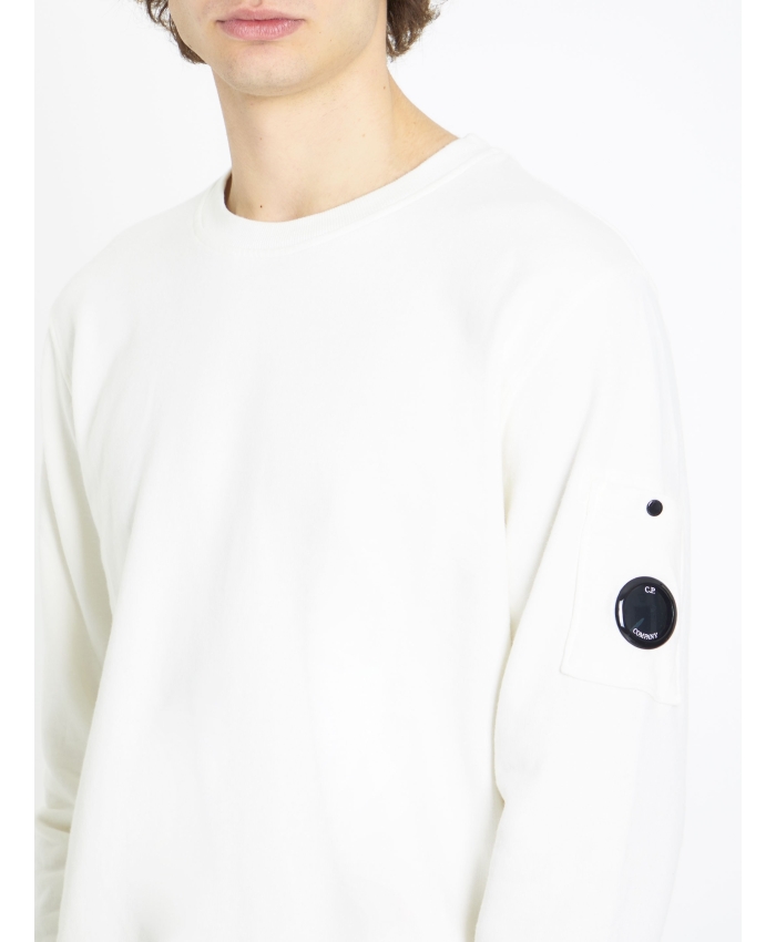 CP COMPANY - White cotton fleece sweatshirt