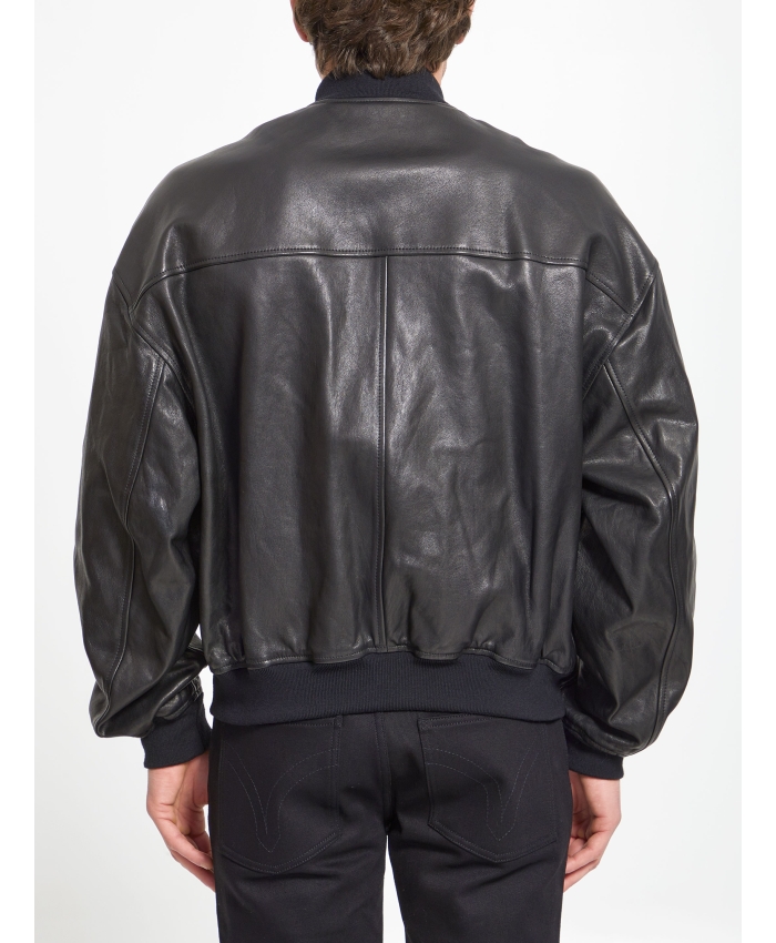 DOLCE&GABBANA - Black leather bomber jacket