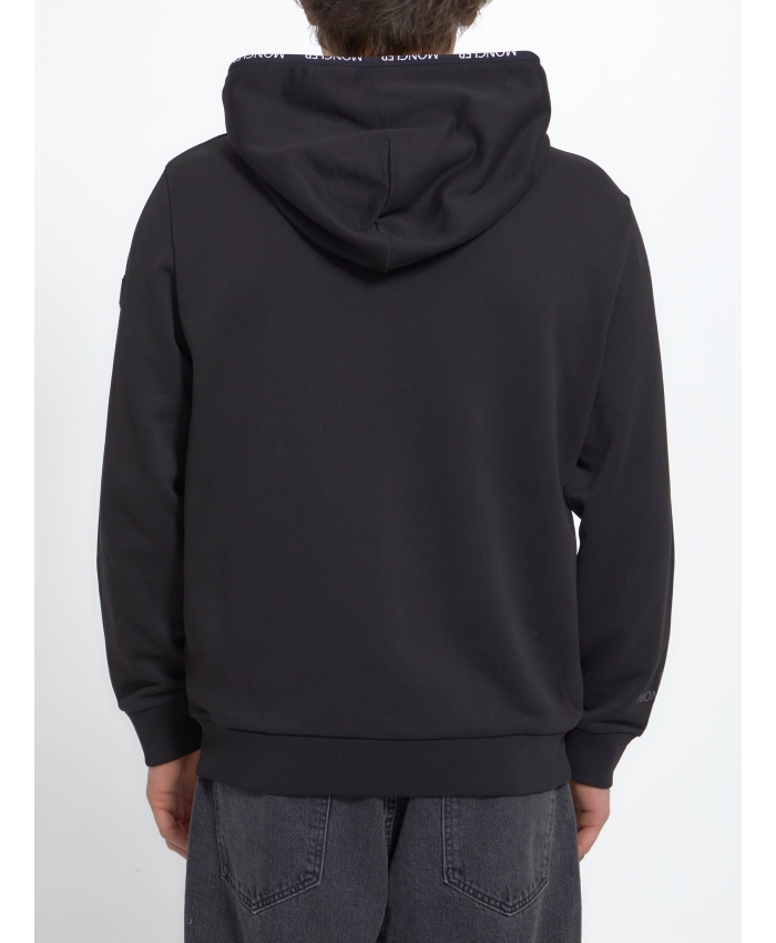 MONCLER - Black cotton hoodie