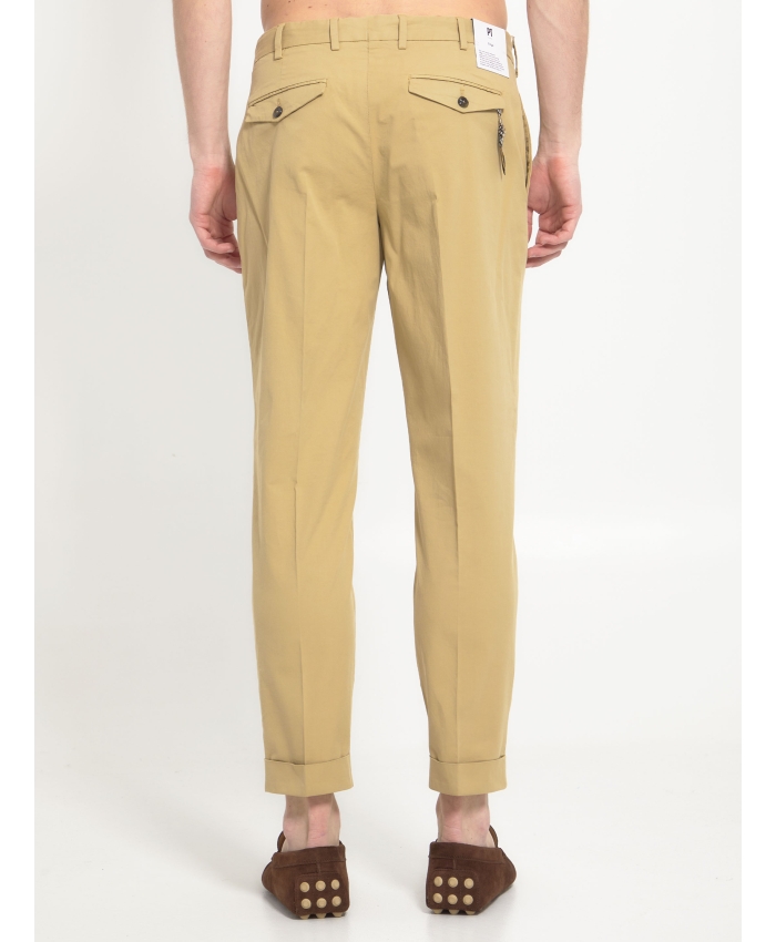 PT TORINO - Beige gabardine trousers