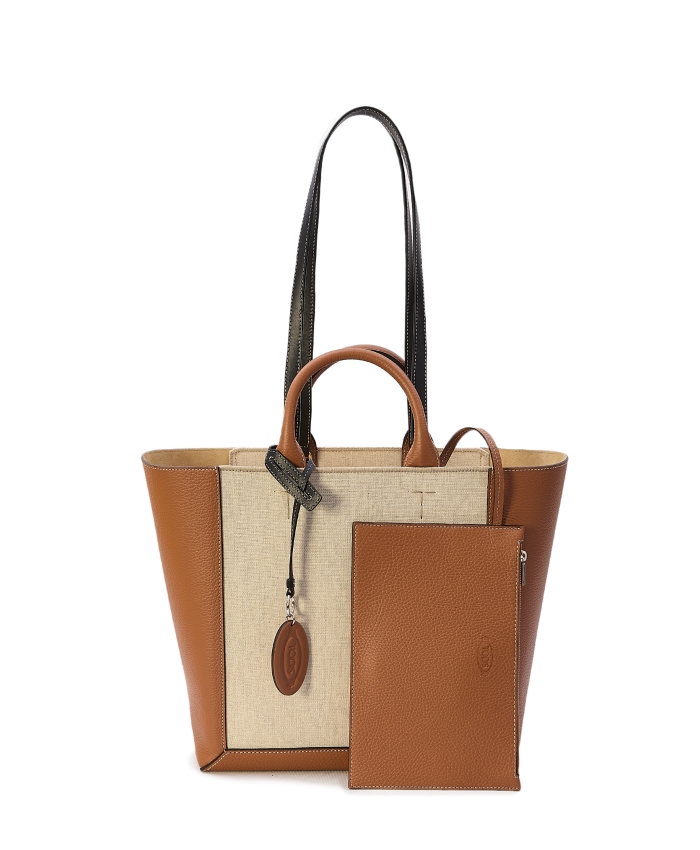 Tod#39;s Di logo-embossed leather tote bag - Orange