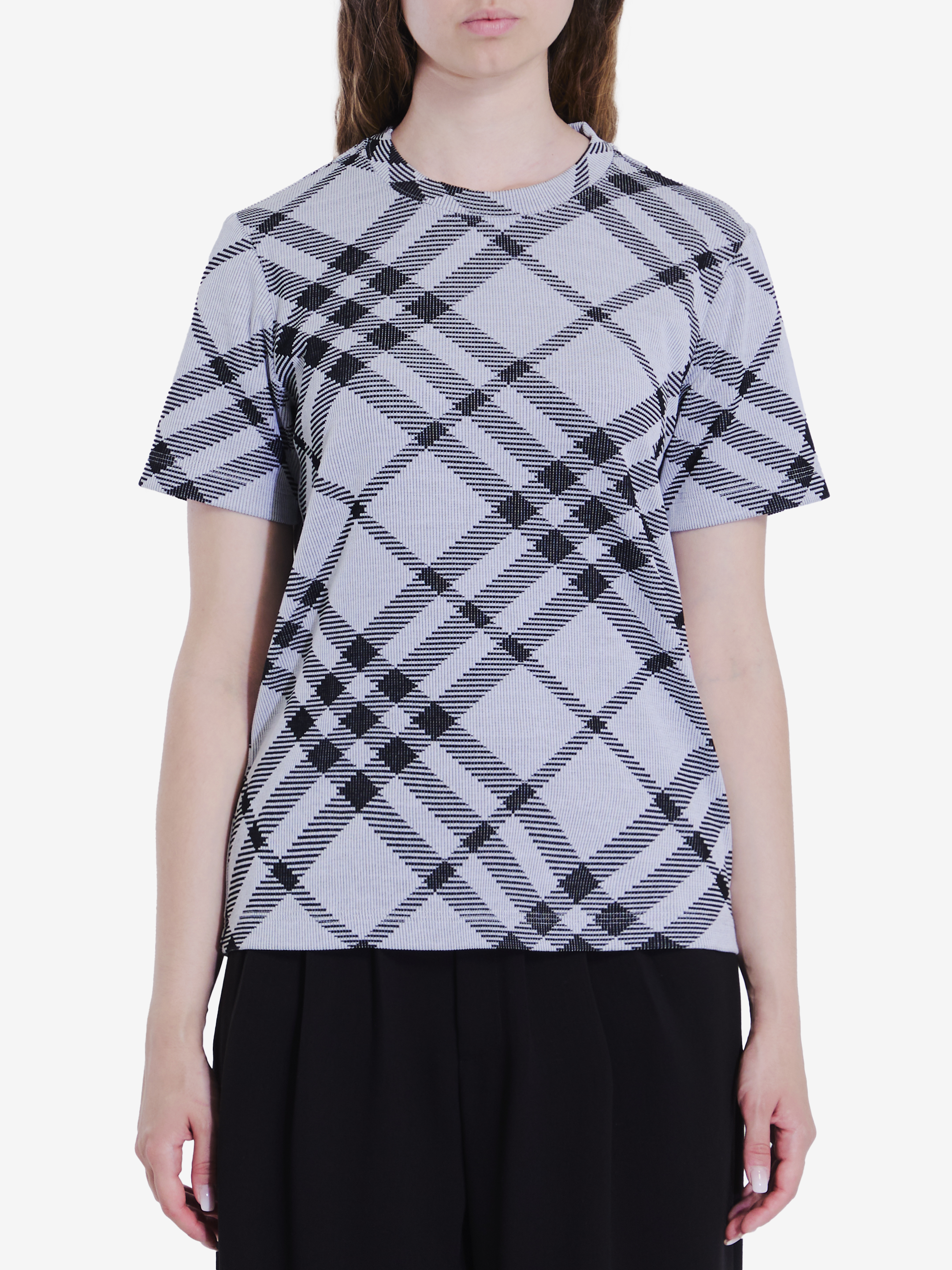 Shop Burberry Check Tshirt In White