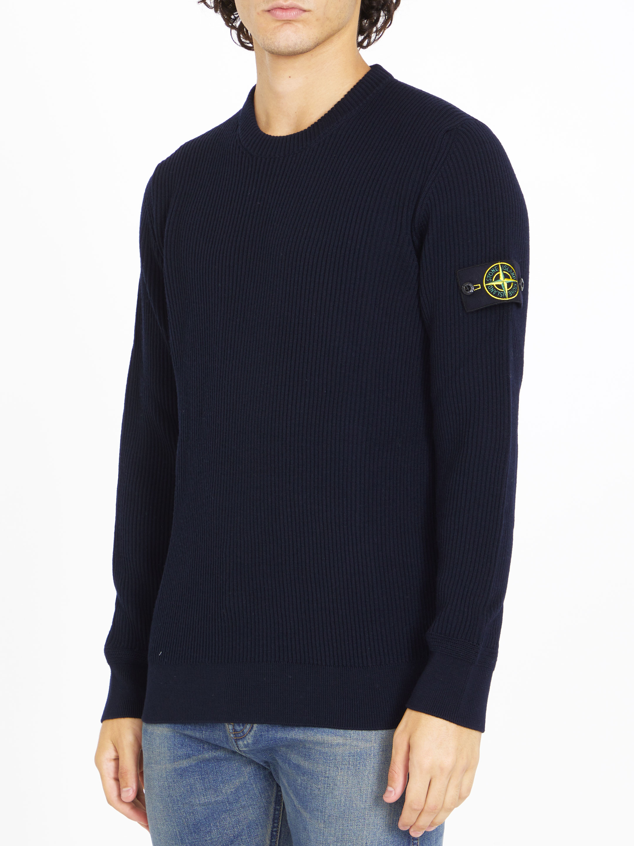 STONE ISLAND - Logo-patch knit jumper | Leam Roma - Luxury 