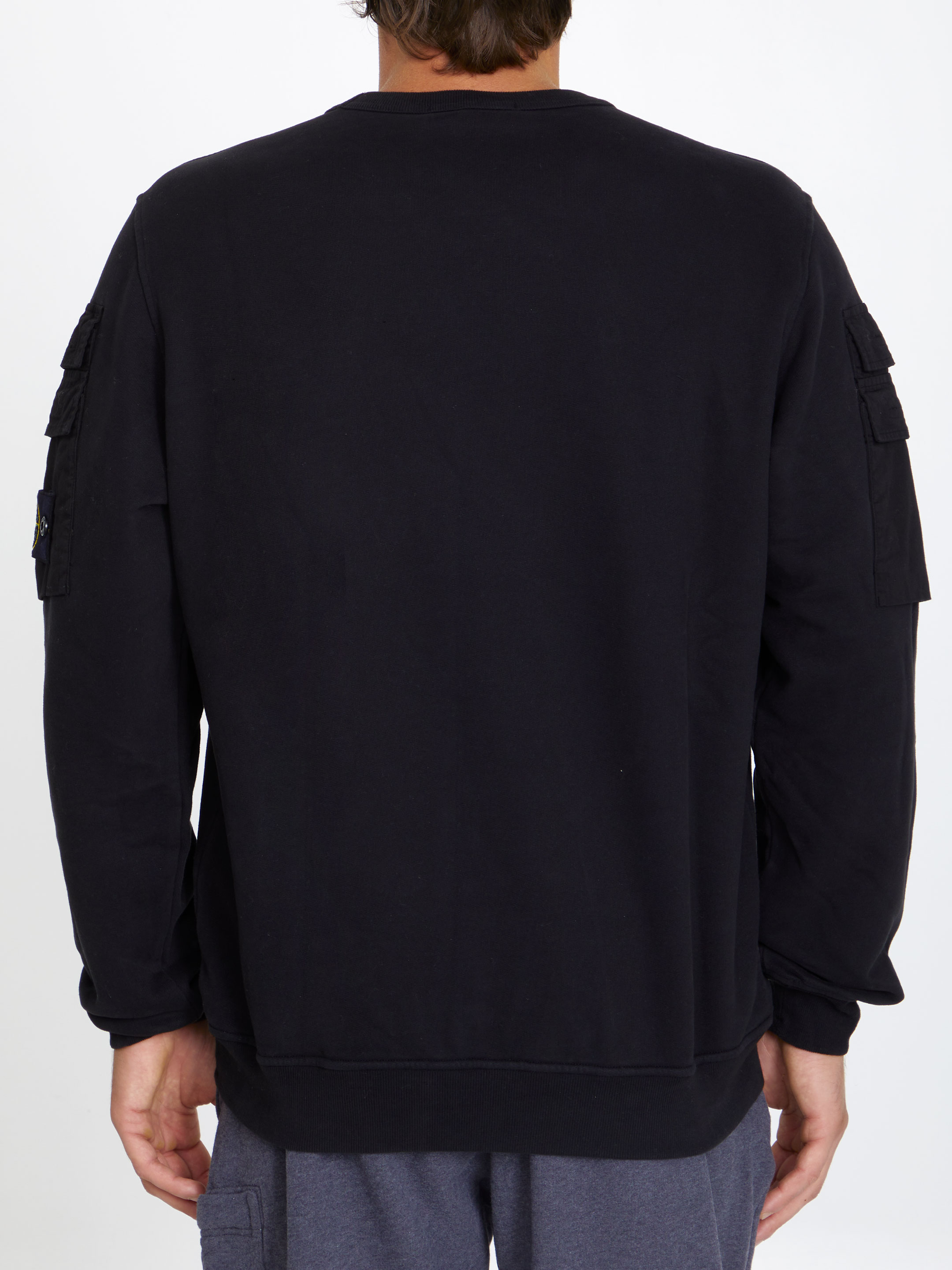 STONE ISLAND - Black cotton sweatshirt | Leam Roma - Luxury 