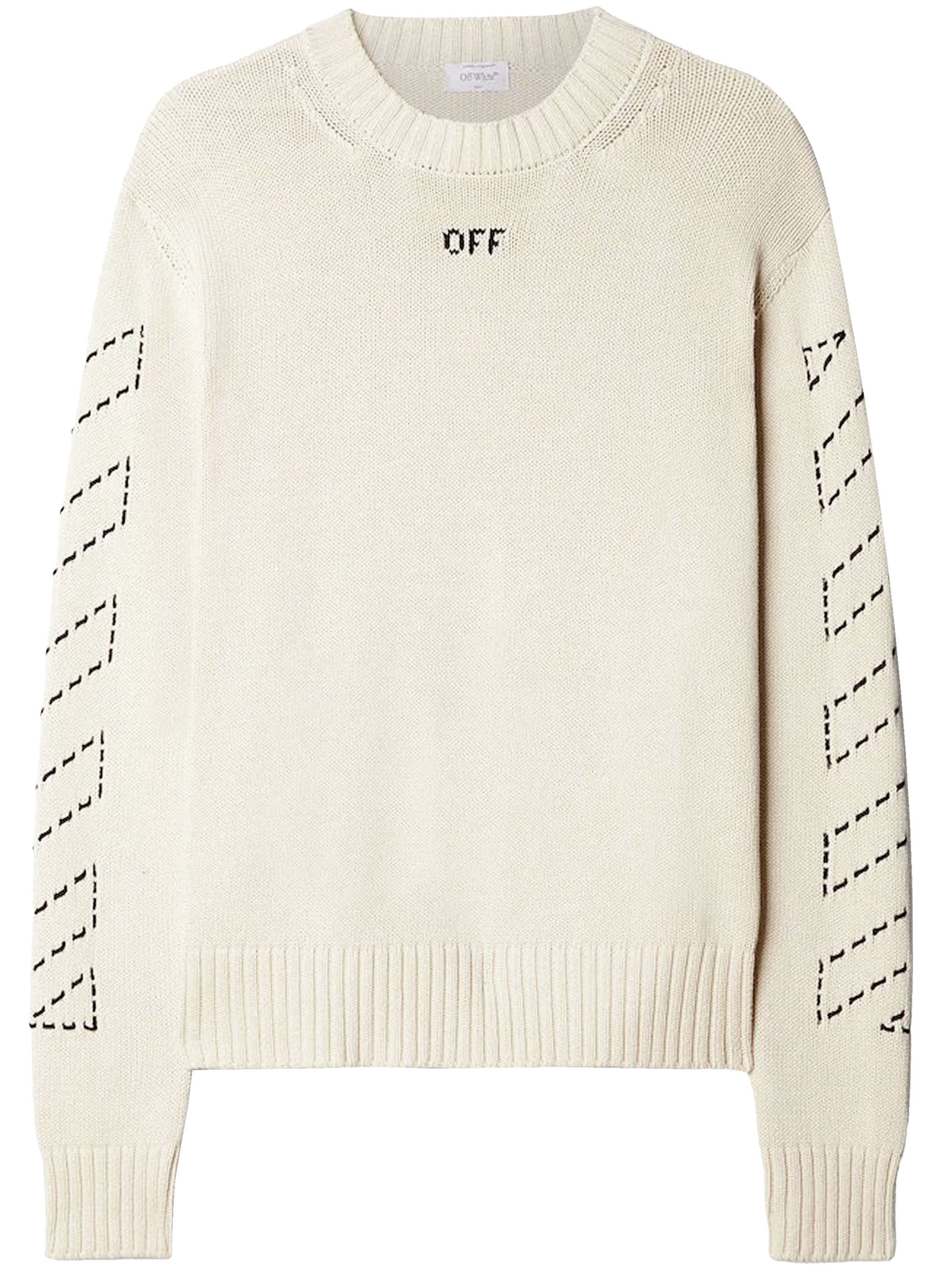 OFF WHITE - Stitch Arrow Diags sweater | Leam Roma - Luxury Shopping Online